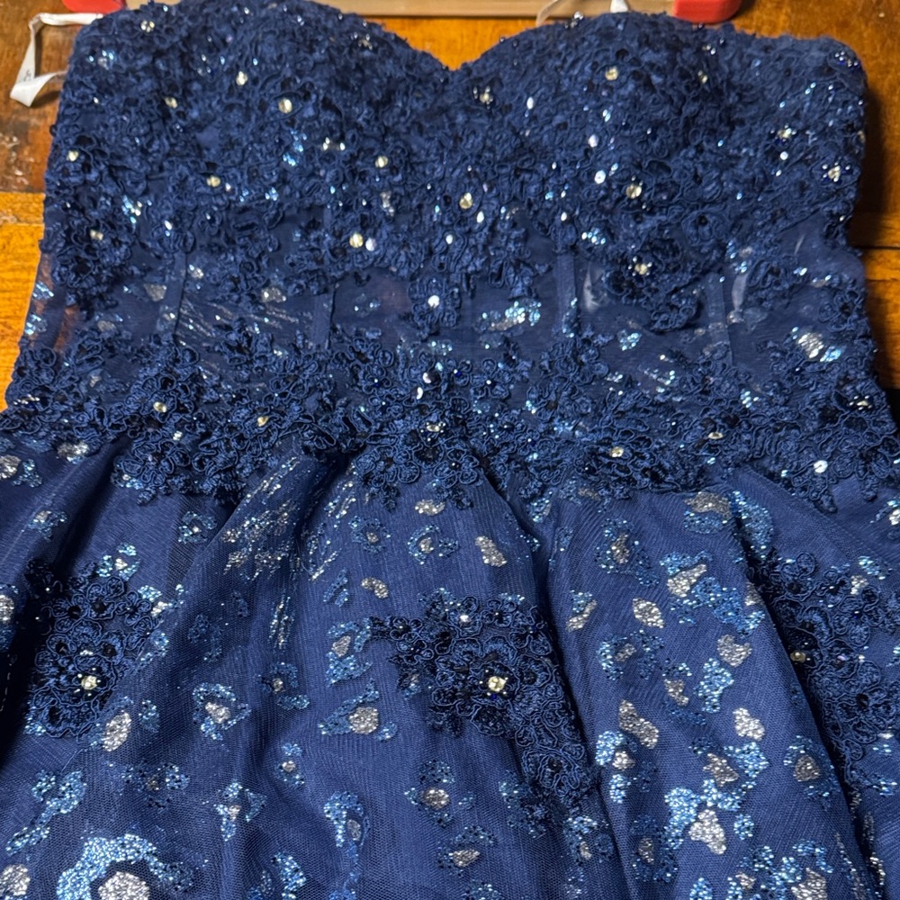 JVN by Jovani Midnight Blue Embellished Mini Dress